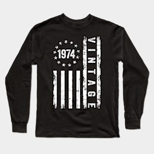50 Years Old Gifts Vintage 1974 American Flag 50th Birthday Long Sleeve T-Shirt